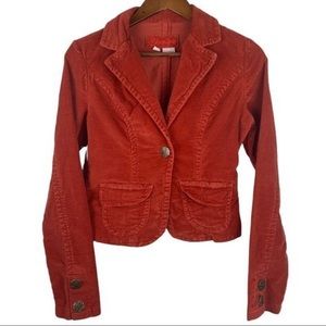 Younique Rust Corduroy Long Sleeve One Button Cropped Blazer
